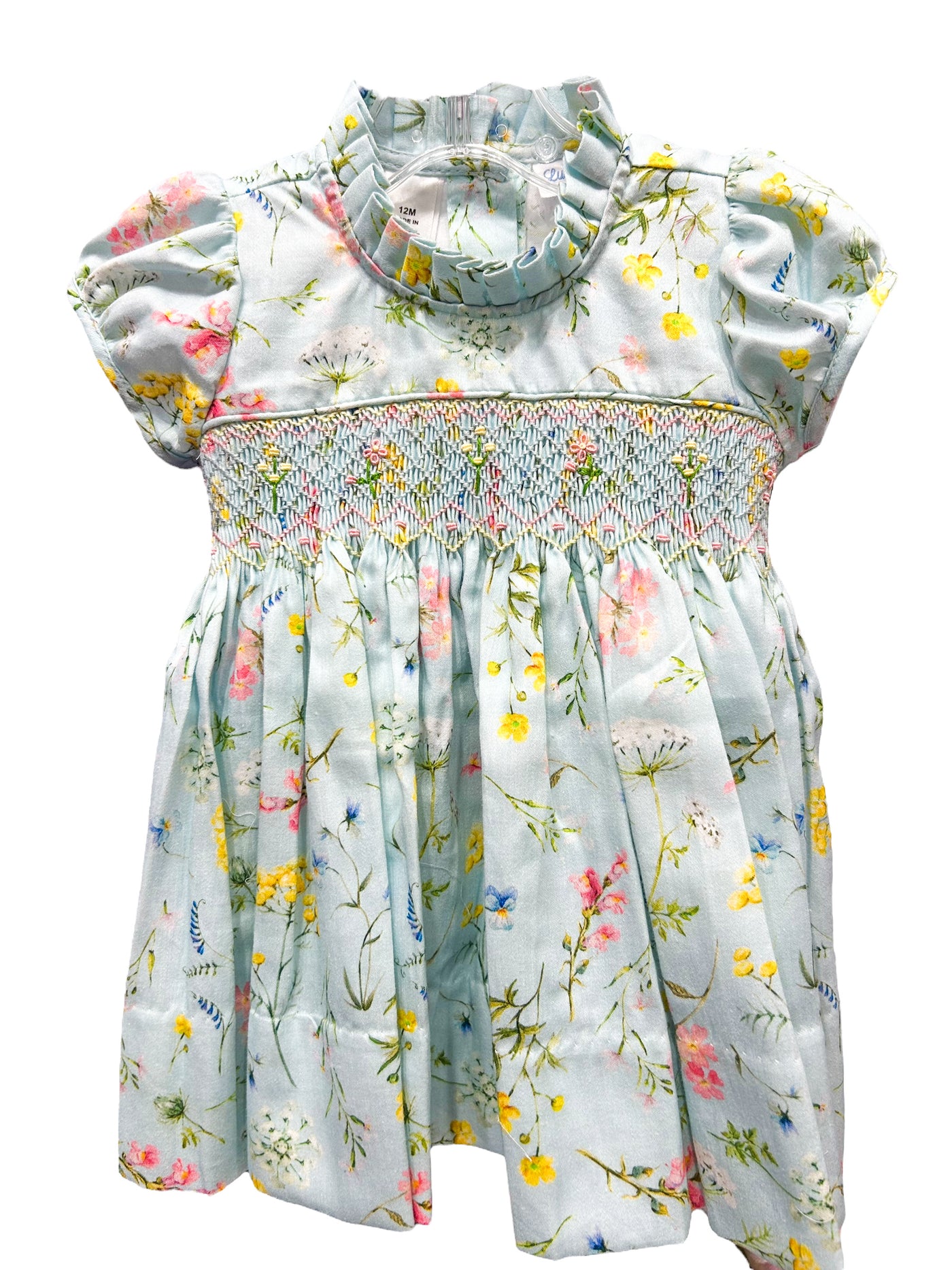 Smocked Floral Ruffle Collar Dress - Lulu Bebe