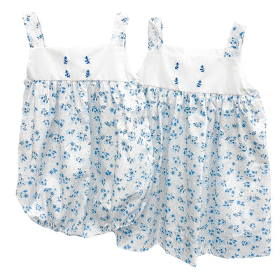 Blue Embroidered Floral Bubble - Lulu Bebe