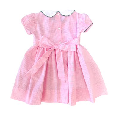 Pink Smocked Christmas Tree Dress - Lulu Bebe