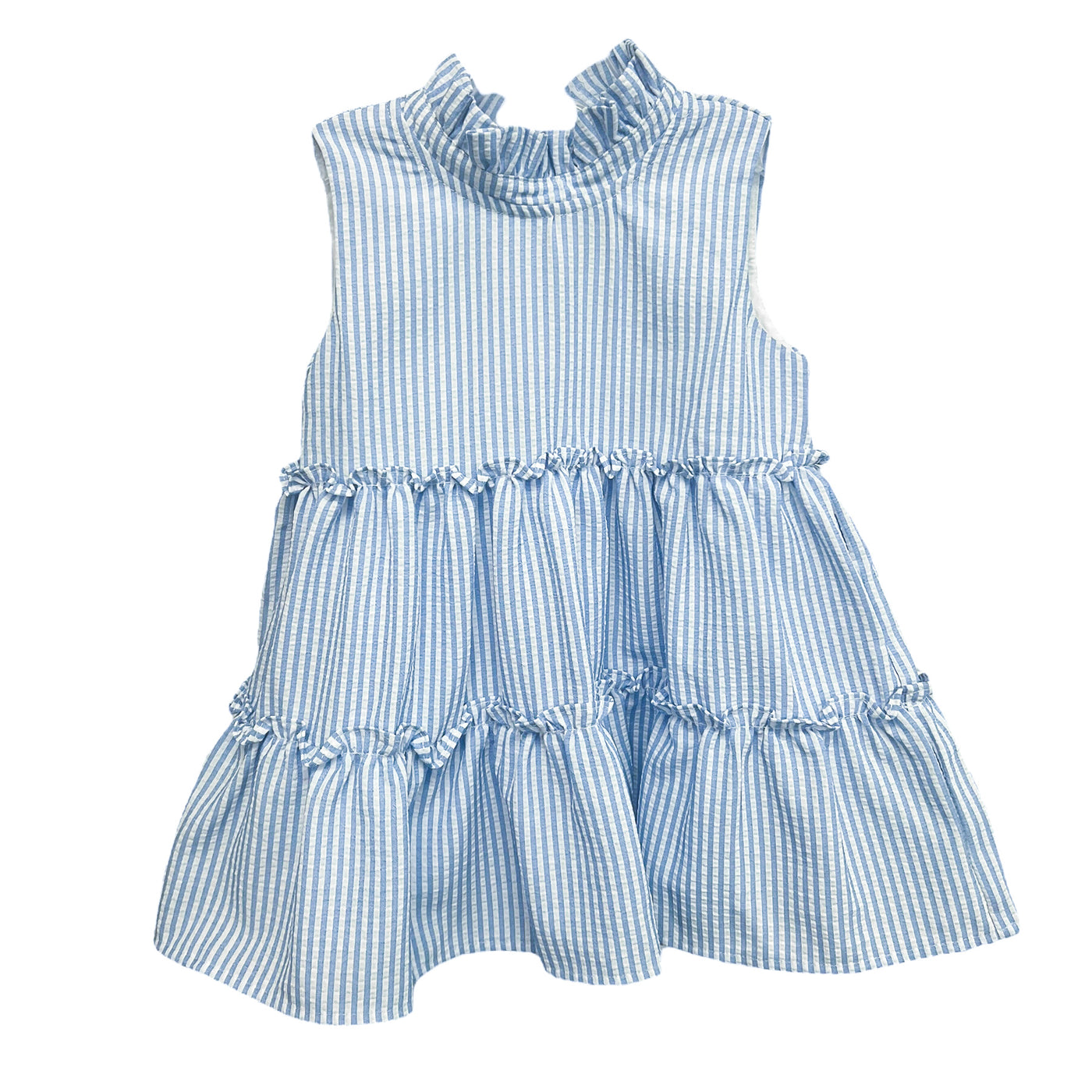 Blue Seersucker Dress - Lulu Bebe