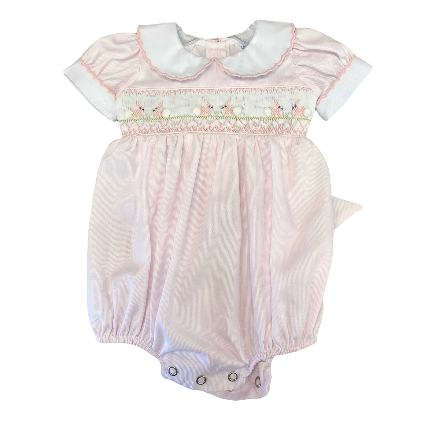 Smocked Pink Bunny Bubble - Lulu Bebe