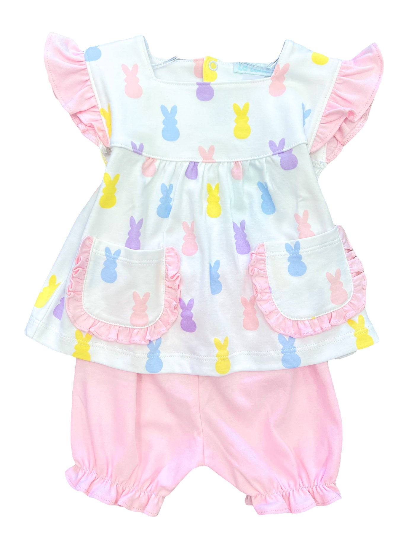 Girls' Pastel Peeps Pima Cotton Short Set - La Luna - Lulu Bebe - 12M