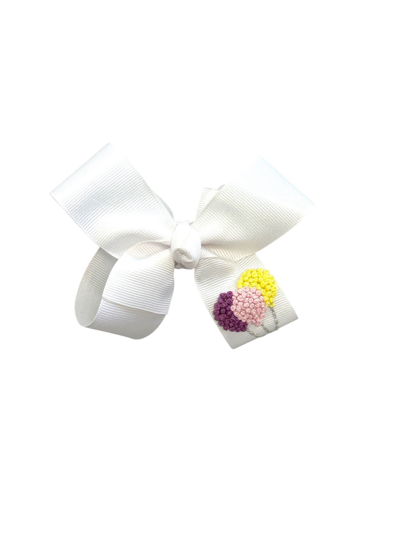 Colorful Balloons White Bow 5"