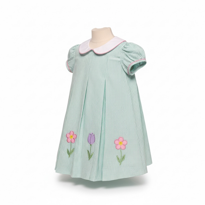 Spring Garden Aqua Seersucker Dress - Claire & Charlie