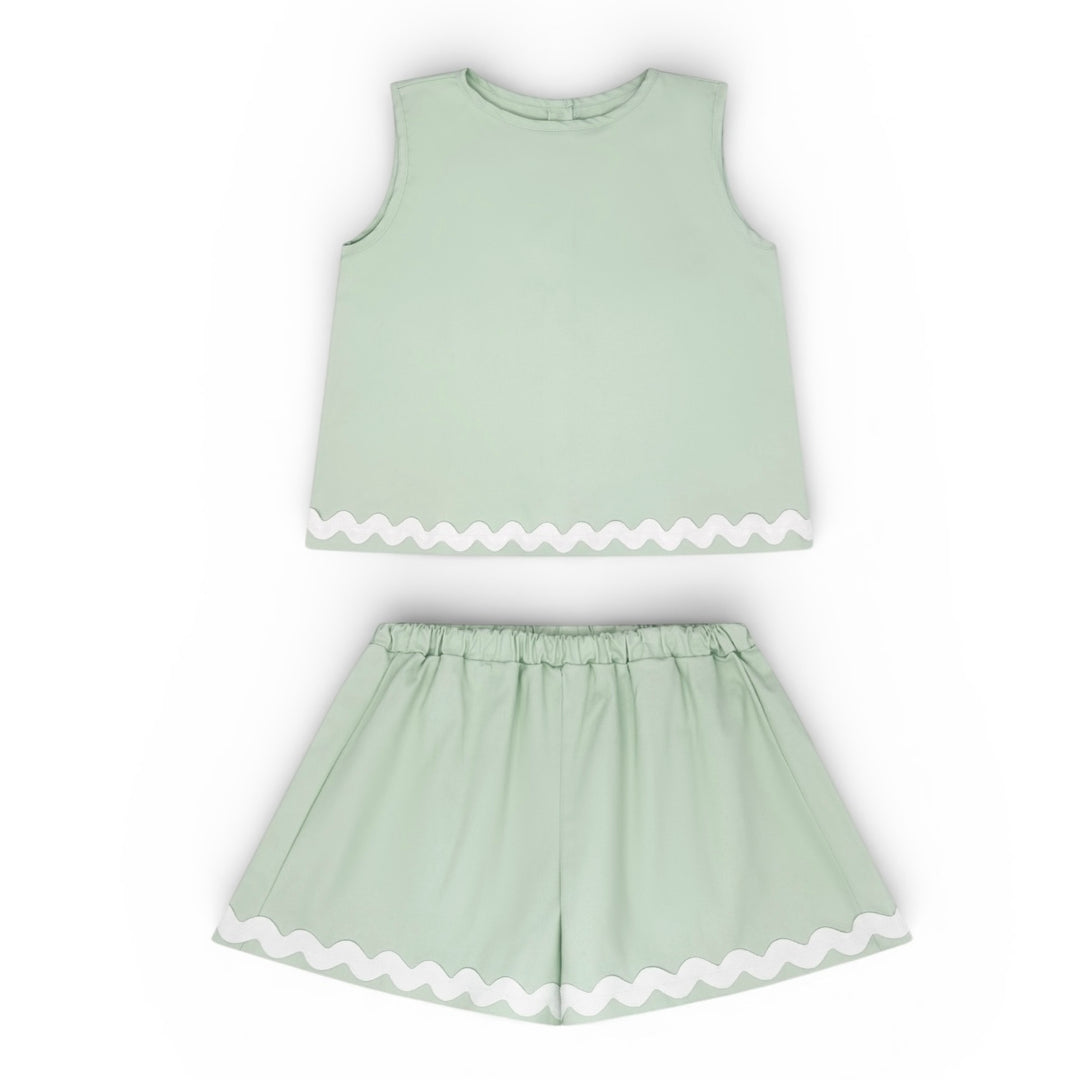 Seaside Mint Ric Rac Short Set - Set Proper