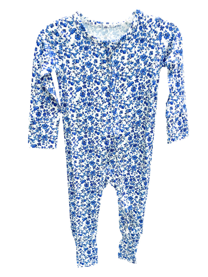 Blue Floral Zip Pajama - Weisigner Bamboo