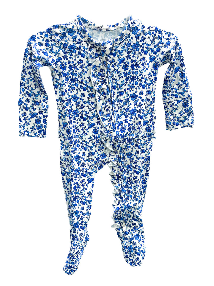 Blue Floral Zip Pajama - Weisigner Bamboo