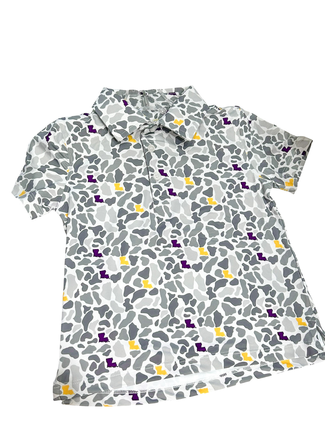 Gray, Purple & Gold Camo Polo - Meripex
