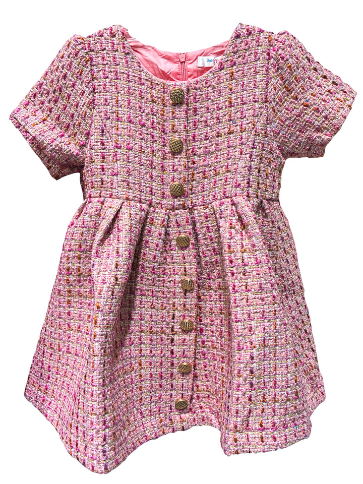 Pink Tweed Tween Dress - Lulu Bebe