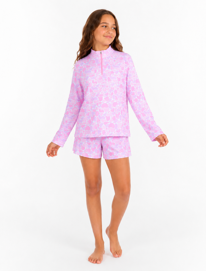 Girls Pink Camo Performance Shorts - Fieldstone