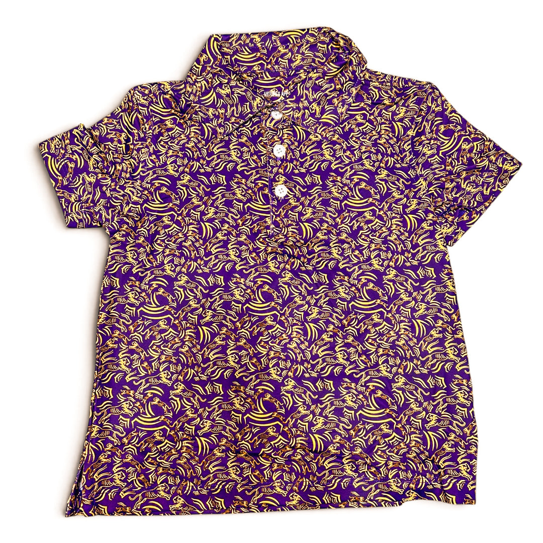 Boys Purple/Gold Tiger Polo - Meripex