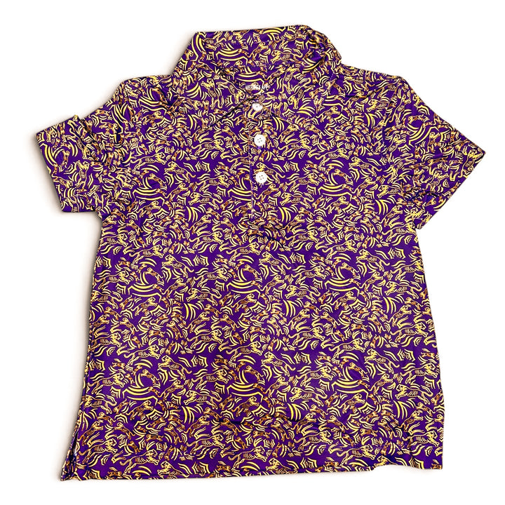 Boys Purple/Gold Tiger Polo - Meripex