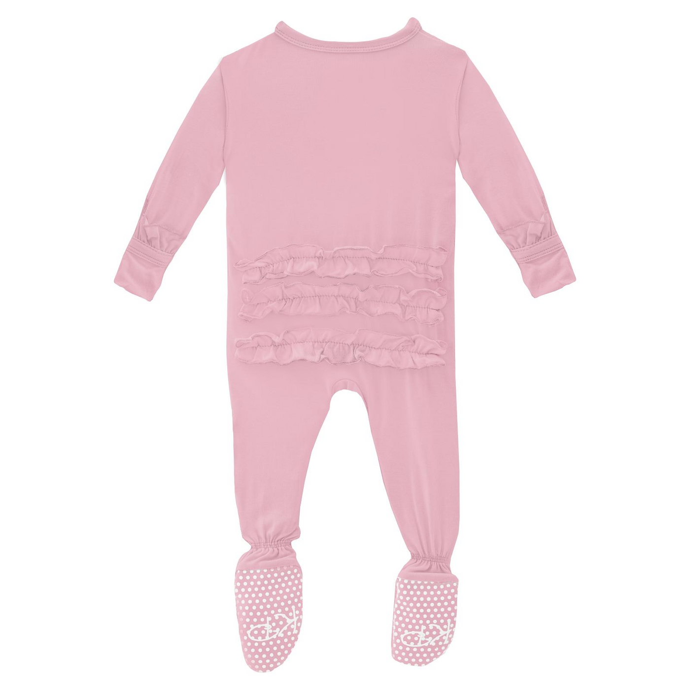 Pink Bamboo Ruffle Footie - KicKee