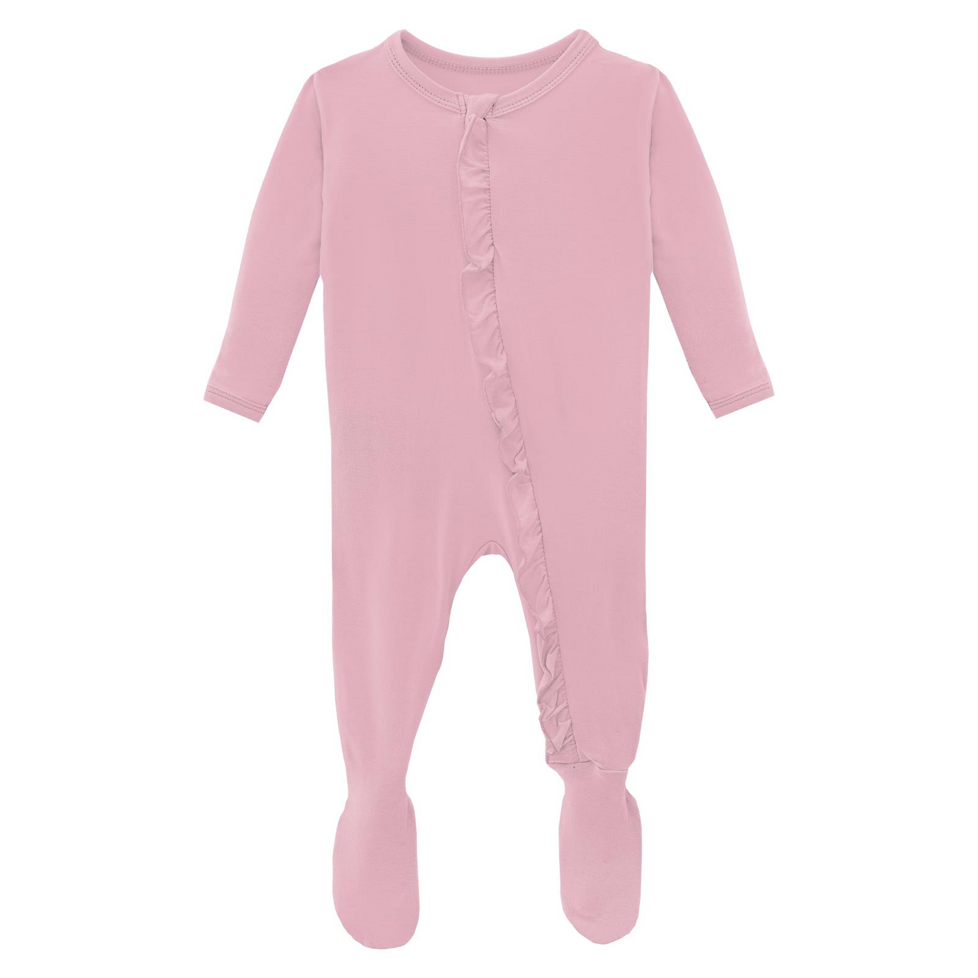 Pink Bamboo Ruffle Footie - KicKee