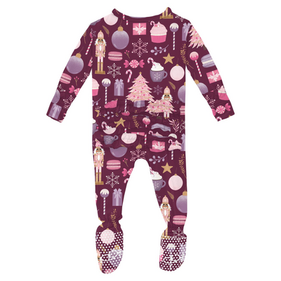 Melody Sugar Plum Bamboo Footie - KicKee