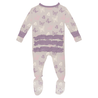 Latte Butterflies Ruffle Footie - KicKee