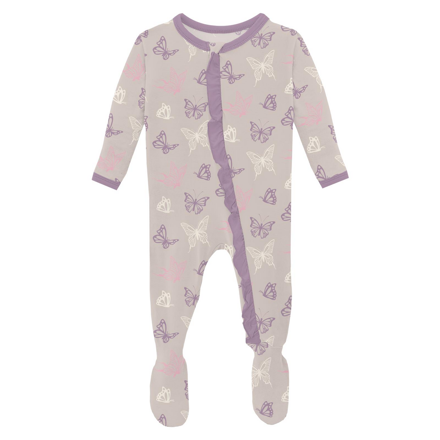 Latte Butterflies Ruffle Footie - KicKee