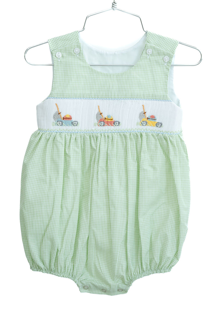 Boys Smocked Lawn Mowers Bubble - Ruth & Ralph