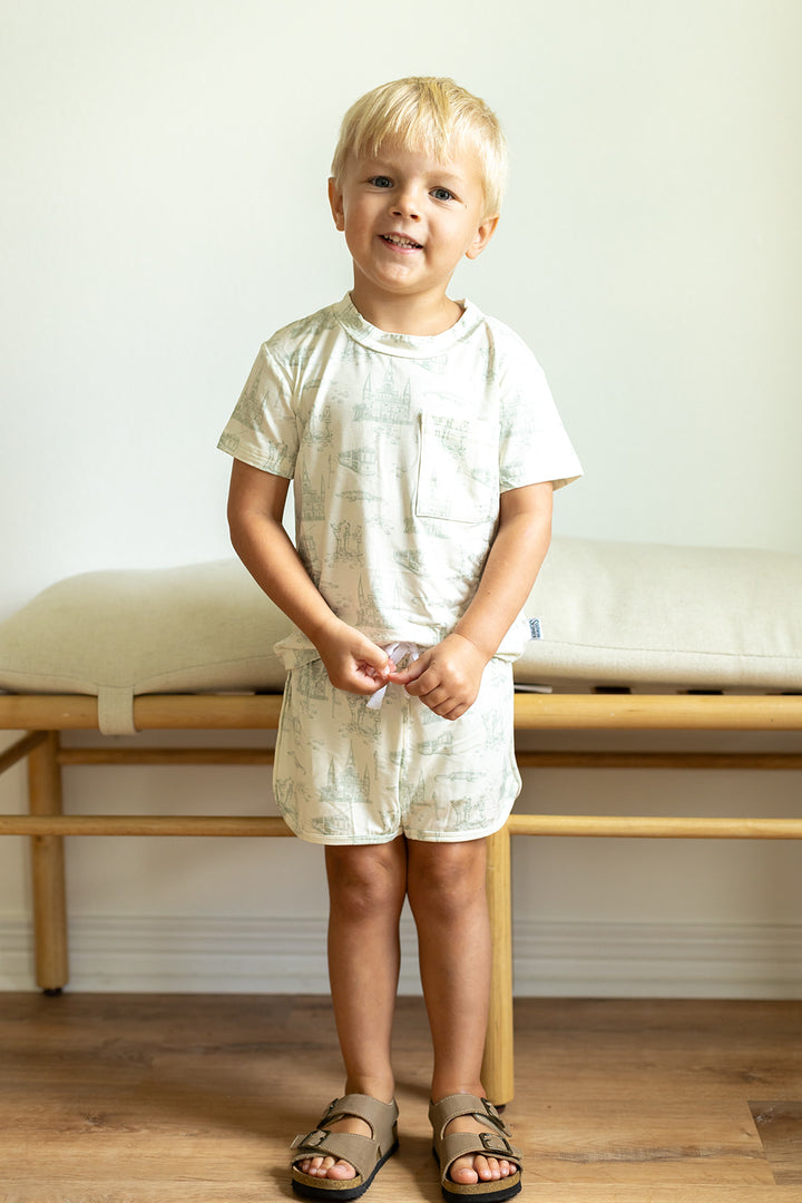 Sage Louisiana Toile Bamboo Short Set - Southern Slumber