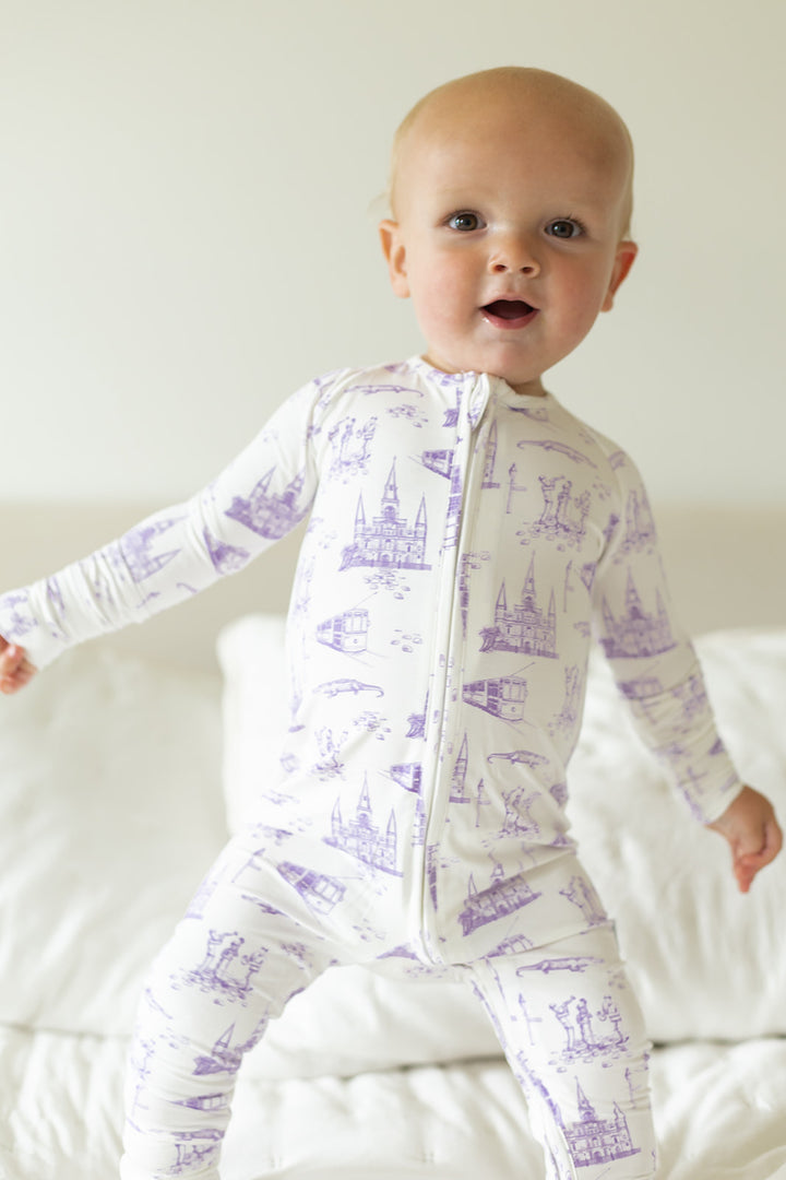 Lavender Louisiana Toile Double Zipper Bamboo Sleeper - Southern Slumber