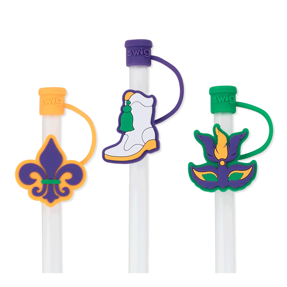 Mardi Gras Straw Topper Set - Swig