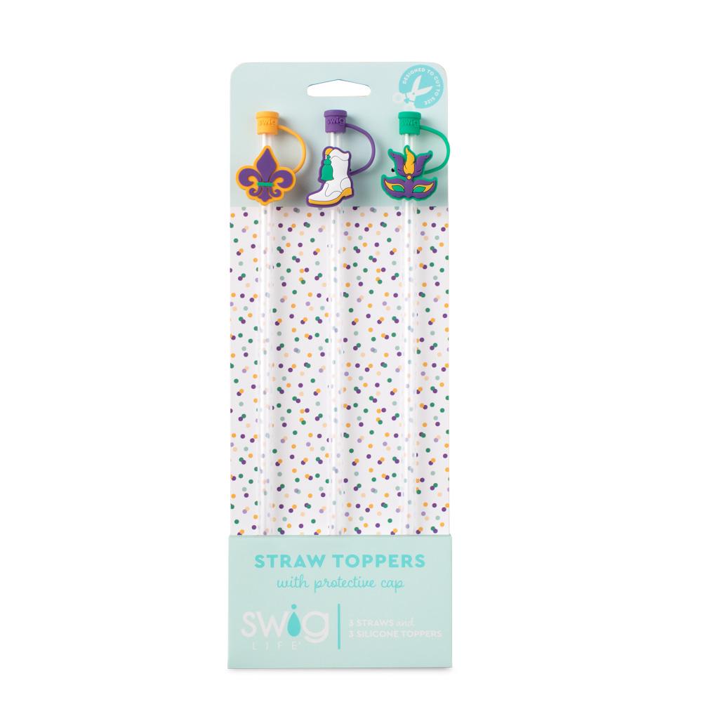 Mardi Gras Straw Topper Set - Swig