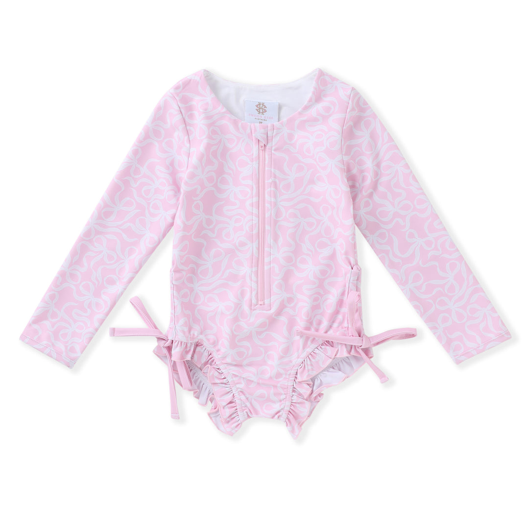 Pink Darling Bows Rash Guard Swimsuit - Swoon