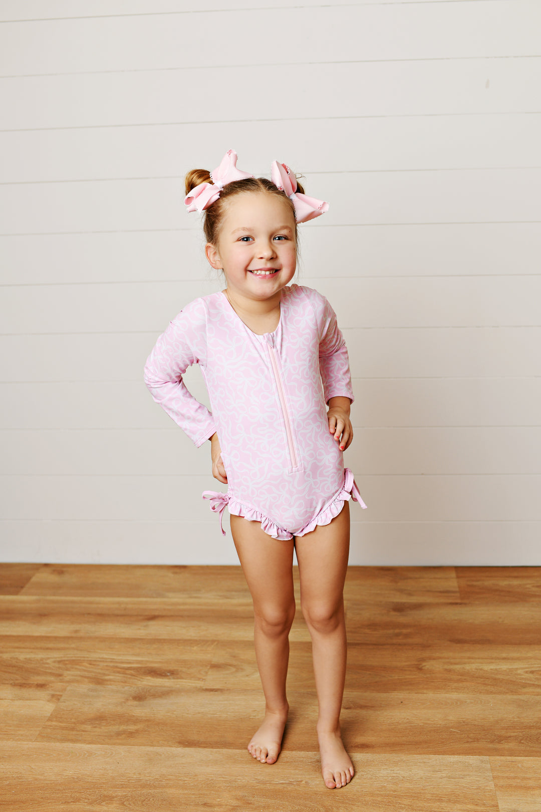 Pink Darling Bows Rash Guard Swimsuit - Swoon