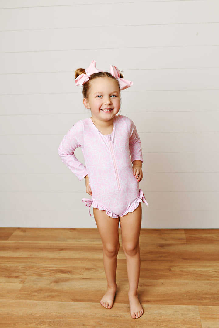 Pink Darling Bows Rash Guard Swimsuit - Swoon
