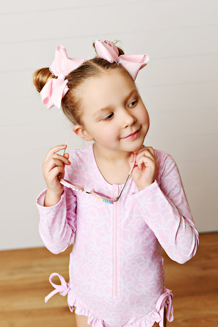 Pink Darling Bows Rash Guard Swimsuit - Swoon