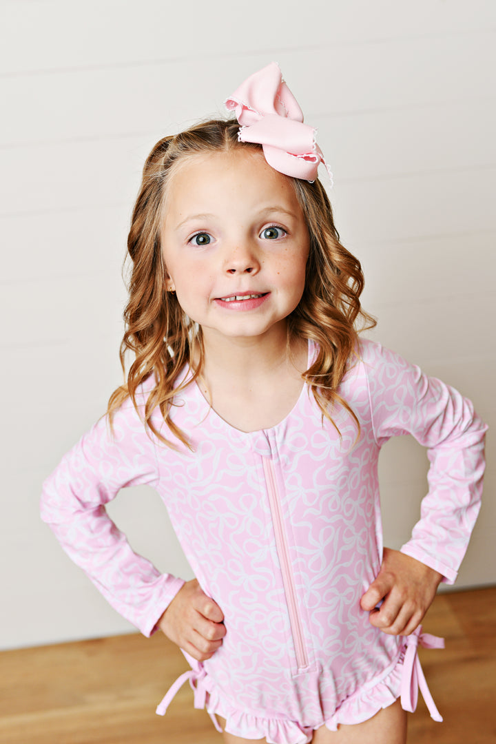 Pink Darling Bows Rash Guard Swimsuit - Swoon