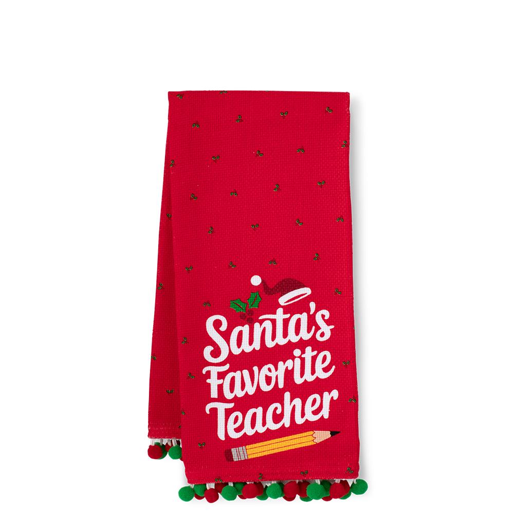 Santa's Favorite Teacher Tea Towel - Swig Life