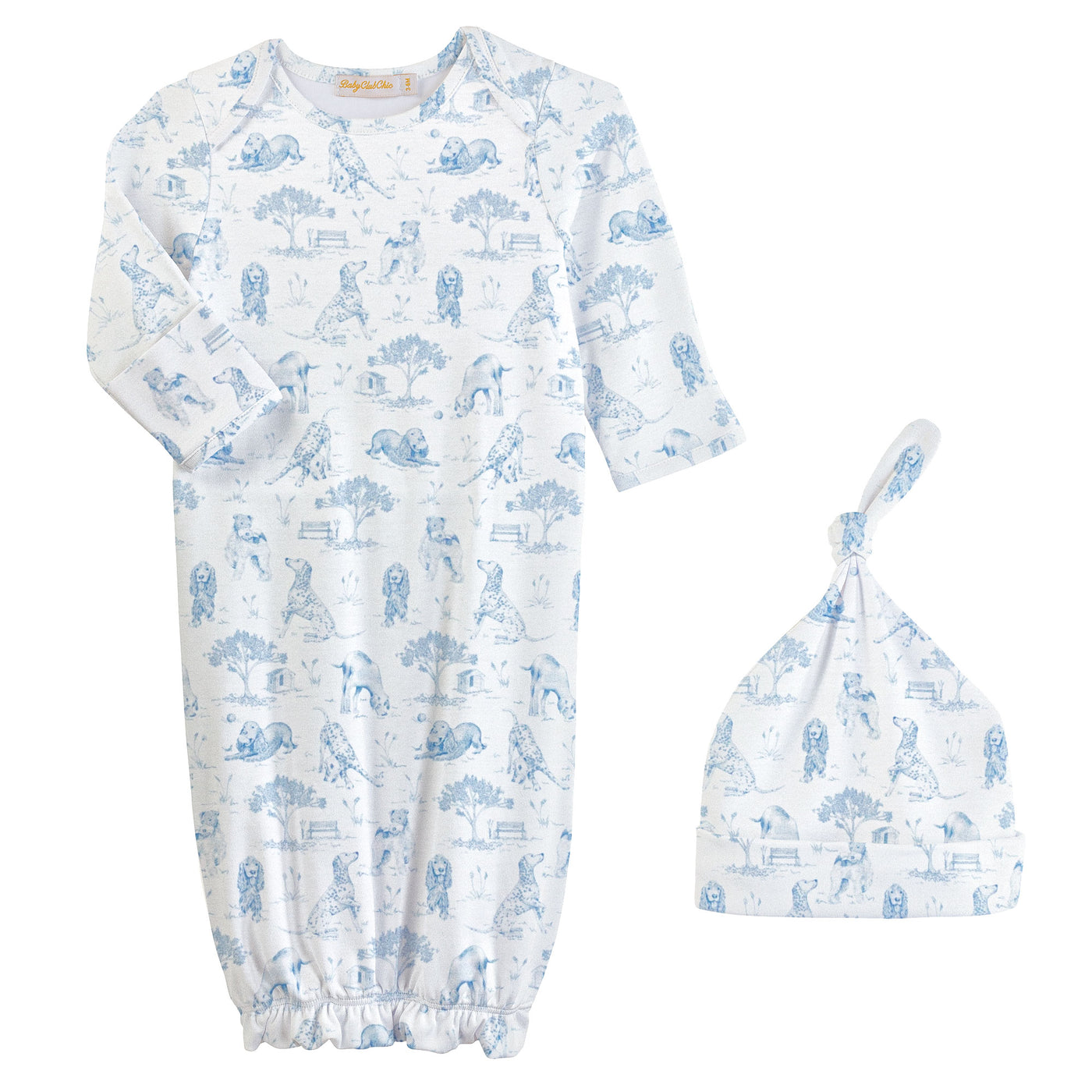 Blue Toile Barking Bliss Layette Collection - Baby Club Chic