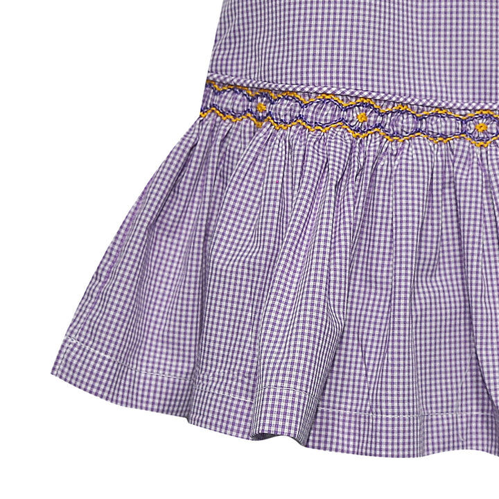Purple & Gold Smocked Drop Waist Dress - Remember Nguyen