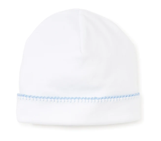 Blue Picot Trim Baby Boys Hat - Newborn