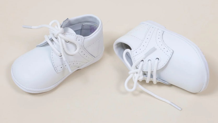 Boy's White Leather Oxford Lace Up Shoe - L'Amour