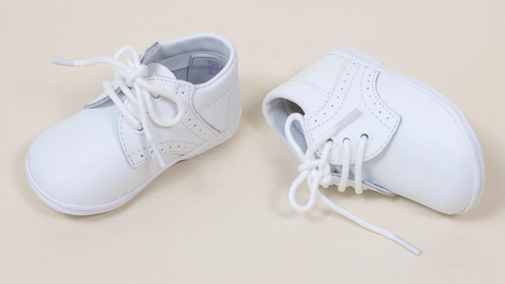 Boy's White Leather Oxford Lace Up Shoe - L'Amour