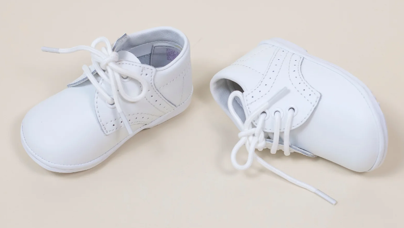 Boy's White Leather Lace Up Oxford Shoe- L'Amour