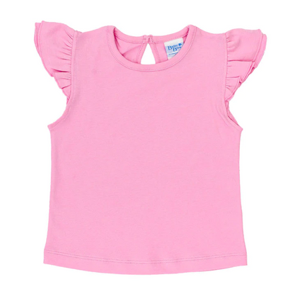 Girls Ruffle Sleeve Top - Pink or Blue - J. Bailey