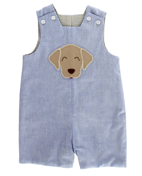 Puppy Pal - Reversible Jon Jon - Blue Denim or Tan Seersucker - 12M