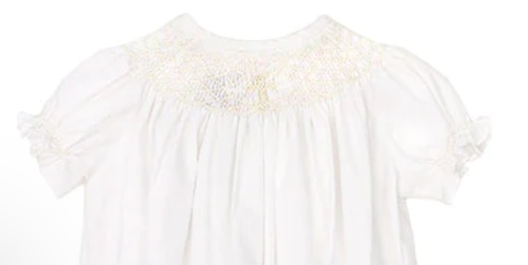 Ivory Smocked Cross Girls Christening Gown - J. Bailey