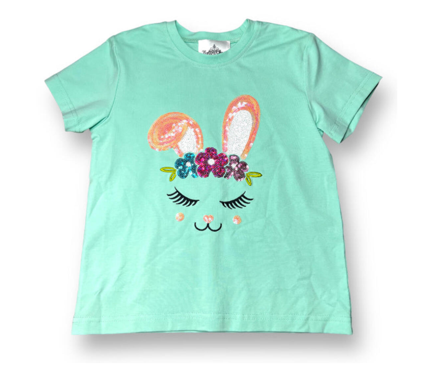 Sequin Floral Bunny Shirt - Belle Cher