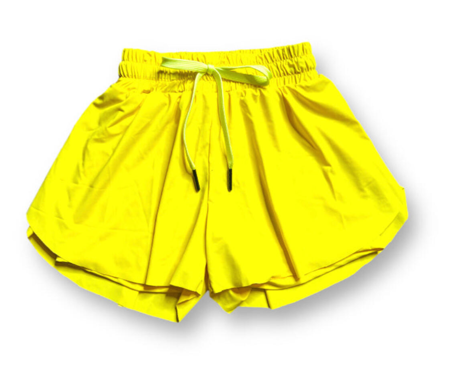 Girls Yellow Performance Swing Shorts - Belle Cher