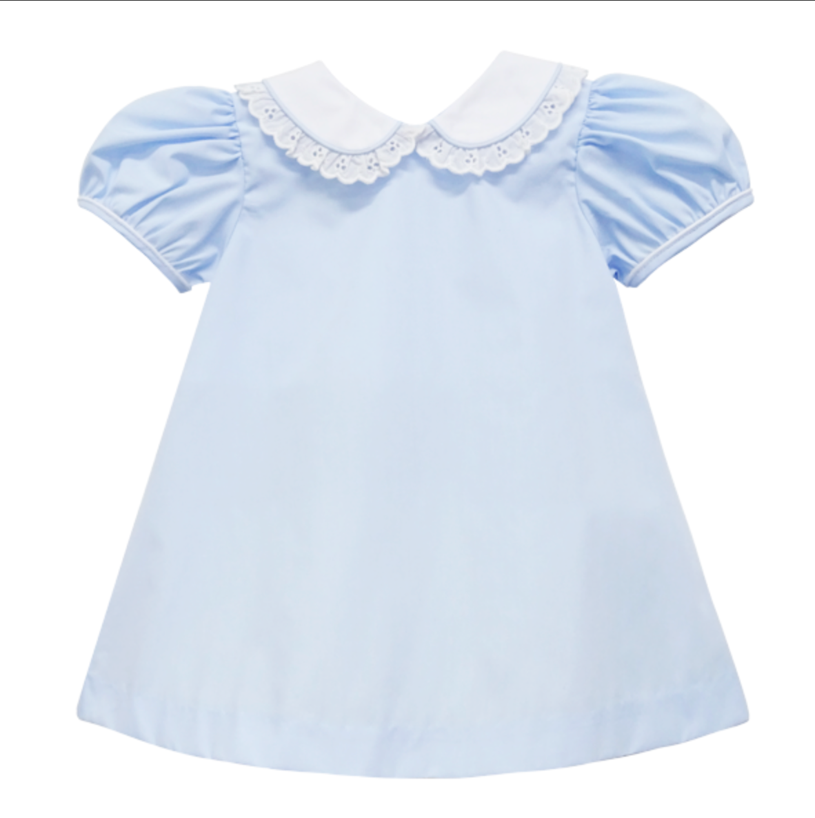Eyelet Trim Collar Spring Dress - Lavender, Light Pink & Light Blue - Zuccini Kids