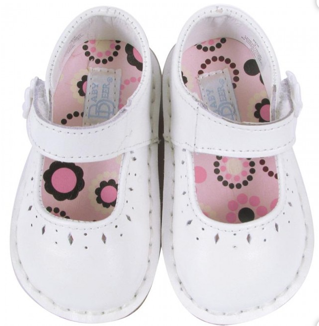 White Leather Mary Janes - Baby Deer - Size 5