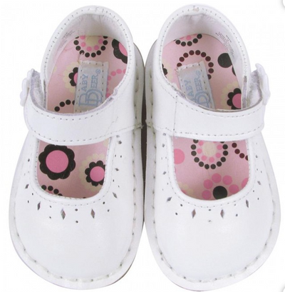 White Leather Mary Janes - Baby Deer - Size 5