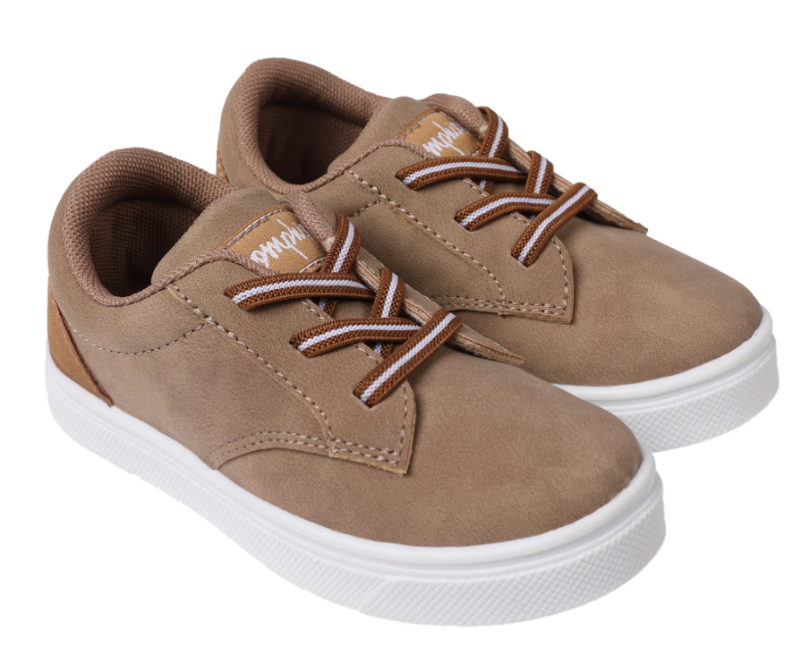 Boys Tan Slip On Shoe with Laces - Oomphies