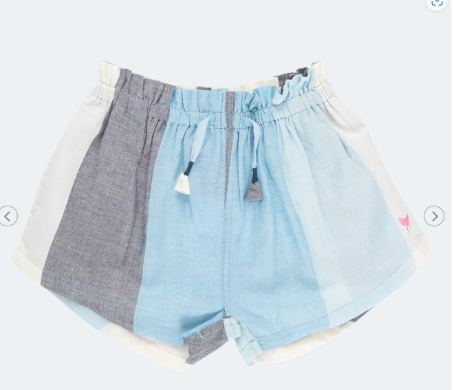 Blue Ocean Stripe Girls Shorts - Pink Chicken