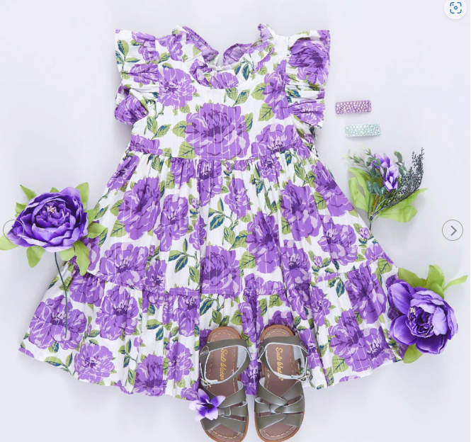 Purple Floral Dress - Pink Chicken