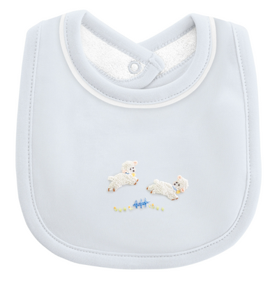 Blue Embroidered Lamb Bibs- Baby Club Chic